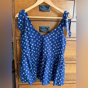 Blue Patterned Sleeveless Top